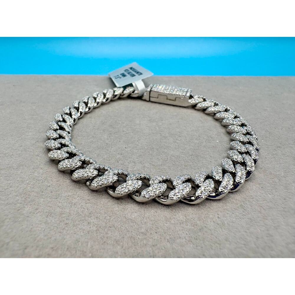 NWT 12ct Moissanite Iced-Out Cuban Bracelet in 925 Sterling - Picture 7 of 8